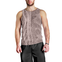 Hawaii Prince Kuhio Men Tank Top Mocha Hawaiian Lau Maia With Leis LT05 - Polynesian Pride