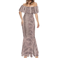 Hawaii Prince Kuhio Mermaid Dress Mocha Hawaiian Lau Maia With Leis LT05 - Polynesian Pride