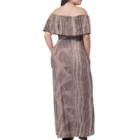 Hawaii Prince Kuhio Off Shoulder Maxi Dress Mocha Hawaiian Lau Maia With Leis LT05 - Polynesian Pride