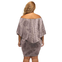 Hawaii Prince Kuhio Off Shoulder Short Dress Mocha Hawaiian Lau Maia With Leis LT05 - Polynesian Pride