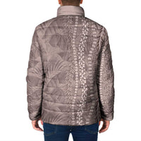 Hawaii Prince Kuhio Padded Jacket Mocha Hawaiian Lau Maia With Leis LT05 - Polynesian Pride