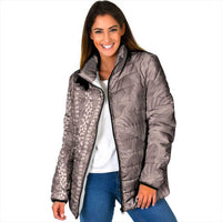 Hawaii Prince Kuhio Padded Jacket Mocha Hawaiian Lau Maia With Leis LT05 Women Mocha - Polynesian Pride