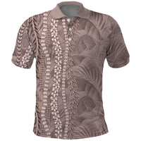 Hawaii Prince Kuhio Polo Shirt Mocha Hawaiian Lau Maia With Leis LT05 Mocha - Polynesian Pride