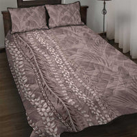Hawaii Prince Kuhio Quilt Bed Set Mocha Hawaiian Lau Maia With Leis LT05 Mocha - Polynesian Pride