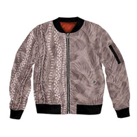 Hawaii Prince Kuhio Sleeve Zip Bomber Jacket Mocha Hawaiian Lau Maia With Leis LT05 Unisex Mocha - Polynesian Pride