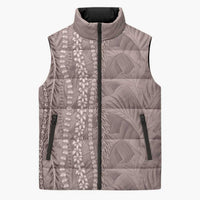 Hawaii Prince Kuhio Sleeveless Puffer Jacket Mocha Hawaiian Lau Maia With Leis LT05 Unisex Mocha - Polynesian Pride