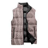 Hawaii Prince Kuhio Sleeveless Puffer Jacket Mocha Hawaiian Lau Maia With Leis LT05 - Polynesian Pride