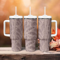 Hawaii Prince Kuhio Tumbler With Handle Mocha Hawaiian Lau Maia With Leis LT05 - Polynesian Pride