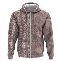 Hawaii Prince Kuhio Zip Hoodie Mocha Hawaiian Lau Maia With Leis LT05 Zip Hoodie Mocha - Polynesian Pride