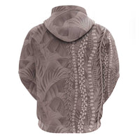 Hawaii Prince Kuhio Zip Hoodie Mocha Hawaiian Lau Maia With Leis LT05 - Polynesian Pride
