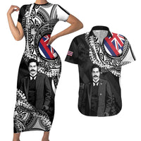 Personalised Hawaii Prince Kuhio Couples Matching Short Sleeve Bodycon Dress and Hawaiian Shirt Hawaiian Maile Lei