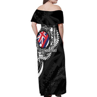 Personalised Hawaii Prince Kuhio Family Matching Off Shoulder Maxi Dress and Hawaiian Shirt Hawaiian Maile Lei