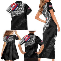 Personalised Hawaii Prince Kuhio Family Matching Short Sleeve Bodycon Dress and Hawaiian Shirt Hawaiian Maile Lei