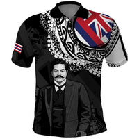 Personalised Hawaii Prince Kuhio Polo Shirt Hawaiian Maile Lei LT05 Black - Polynesian Pride