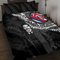Hawaii Prince Kuhio Quilt Bed Set Hawaiian Maile Lei LT05 Black - Polynesian Pride