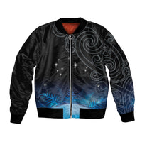 New Zealand Matariki Bomber Jacket Pleiades Star Cluster Blue Galaxy LT05 Unisex Blue - Polynesian Pride