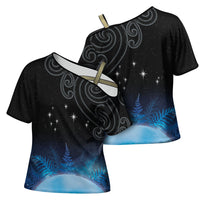 New Zealand Matariki Cross Shoulder Shirt Pleiades Star Cluster Blue Galaxy LT05 - Polynesian Pride