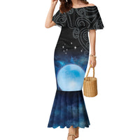 New Zealand Matariki Family Matching Mermaid Dress and Hawaiian Shirt Pleiades Star Cluster Blue Galaxy