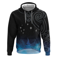 New Zealand Matariki Hoodie Pleiades Star Cluster Blue Galaxy LT05 Pullover Hoodie Blue - Polynesian Pride