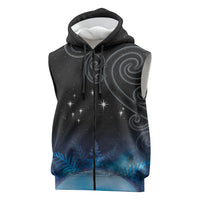 New Zealand Matariki Sleeveless Zip Hoodie Pleiades Star Cluster Blue Galaxy LT05 Blue - Polynesian Pride