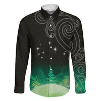 New Zealand Matariki Family Matching Tank Maxi Dress and Hawaiian Shirt Pleiades Star Cluster Green Galaxy