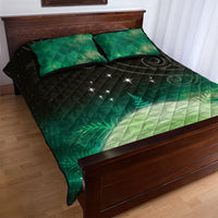 New Zealand Matariki Quilt Bed Set Pleiades Star Cluster Green Galaxy LT05 - Polynesian Pride