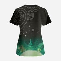 New Zealand Matariki Scrub Top Pleiades Star Cluster Green Galaxy LT05 - Polynesian Pride