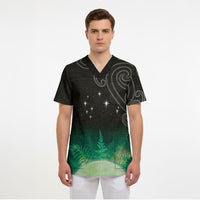 New Zealand Matariki Scrub Top Pleiades Star Cluster Green Galaxy LT05 - Polynesian Pride