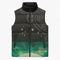 New Zealand Matariki Sleeveless Puffer Jacket Pleiades Star Cluster Green Galaxy LT05 Unisex Green - Polynesian Pride