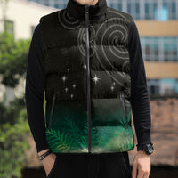 New Zealand Matariki Sleeveless Puffer Jacket Pleiades Star Cluster Green Galaxy LT05 - Polynesian Pride