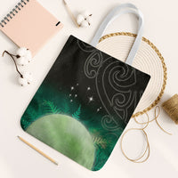 New Zealand Matariki Tote Bag Pleiades Star Cluster Green Galaxy LT05 White Strap One Size Green - Polynesian Pride