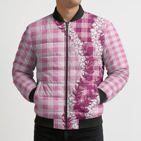Pink Hawaii Palaka Bomber Puffer Jacket Hawaiian Honohono Lei LT05 - Polynesian Pride