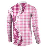 Pink Hawaii Palaka Button Sweatshirt Hawaiian Honohono Lei LT05 - Polynesian Pride