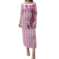 Pink Hawaii Palaka Puletasi Hawaiian Honohono Lei LT05 Long Dress Pink - Polynesian Pride