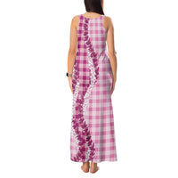 Pink Hawaii Palaka Tank Maxi Dress Hawaiian Honohono Lei LT05 - Polynesian Pride