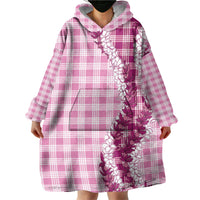 Pink Hawaii Palaka Wearable Blanket Hoodie Hawaiian Honohono Lei LT05 - Polynesian Pride
