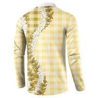 Yellow Hawaii Palaka Button Sweatshirt Hawaiian Honohono Lei LT05 - Polynesian Pride