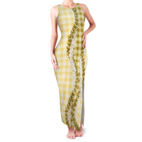 Yellow Hawaii Palaka Family Matching Tank Maxi Dress and Hawaiian Shirt Hawaiian Honohono Lei