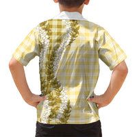 Yellow Hawaii Palaka Hawaiian Shirt Hawaiian Honohono Lei LT05 - Polynesian Pride