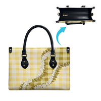 Yellow Hawaii Palaka Leather Bag Hawaiian Honohono Lei LT05 - Polynesian Pride