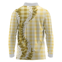 Yellow Hawaii Palaka Long Sleeve Polo Shirt Hawaiian Honohono Lei LT05 - Polynesian Pride