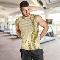 Yellow Hawaii Palaka Men Tank Top Hawaiian Honohono Lei LT05 Yellow - Polynesian Pride