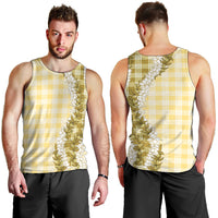 Yellow Hawaii Palaka Men Tank Top Hawaiian Honohono Lei LT05 - Polynesian Pride