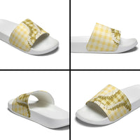 Yellow Hawaii Palaka Slide Sandals Hawaiian Honohono Lei LT05 - Polynesian Pride