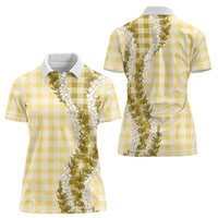 Yellow Hawaii Palaka Women Polo Shirt Hawaiian Honohono Lei LT05 - Polynesian Pride