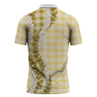 Yellow Hawaii Palaka Zipper Polo Shirt Hawaiian Honohono Lei