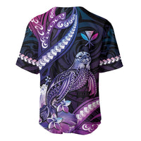 Hawaiian Monk Seal Baseball Jersey Kakau Tribal Pattern Violet Gradient