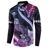 Hawaiian Monk Seal Button Sweatshirt Kakau Tribal Pattern Violet Gradient LT05 - Polynesian Pride