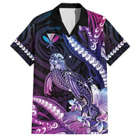 Hawaiian Monk Seal Family Matching Summer Maxi Dress and Hawaiian Shirt Kakau Tribal Pattern Violet Gradient LT05 Dad's Shirt - Short Sleeve Violet - Polynesian Pride