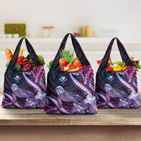 Hawaiian Monk Seal Grocery Bag Kakau Tribal Pattern Violet Gradient LT05 3-pack One Size Violet - Polynesian Pride